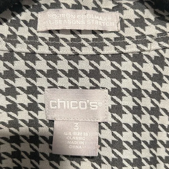 Chico’s houndstooth blouse, size -3 - Picture 2 of 11